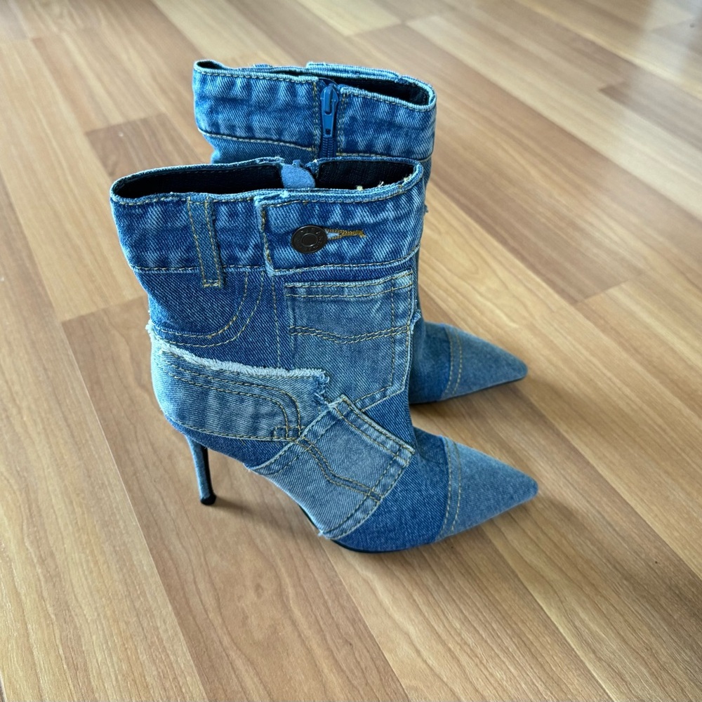 Jeffrey Campbell Denimous Patchwork Jean High Hee… - image 3